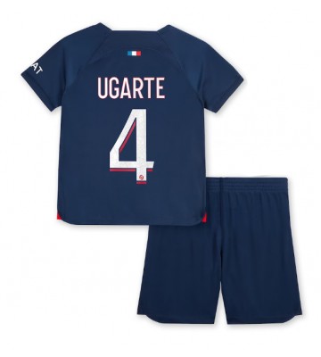 Paris Saint-Germain Manuel Ugarte #4 Koti Pelipaita Lasten 2023-24 Lyhyet Hihat (+ Lyhyet housut)